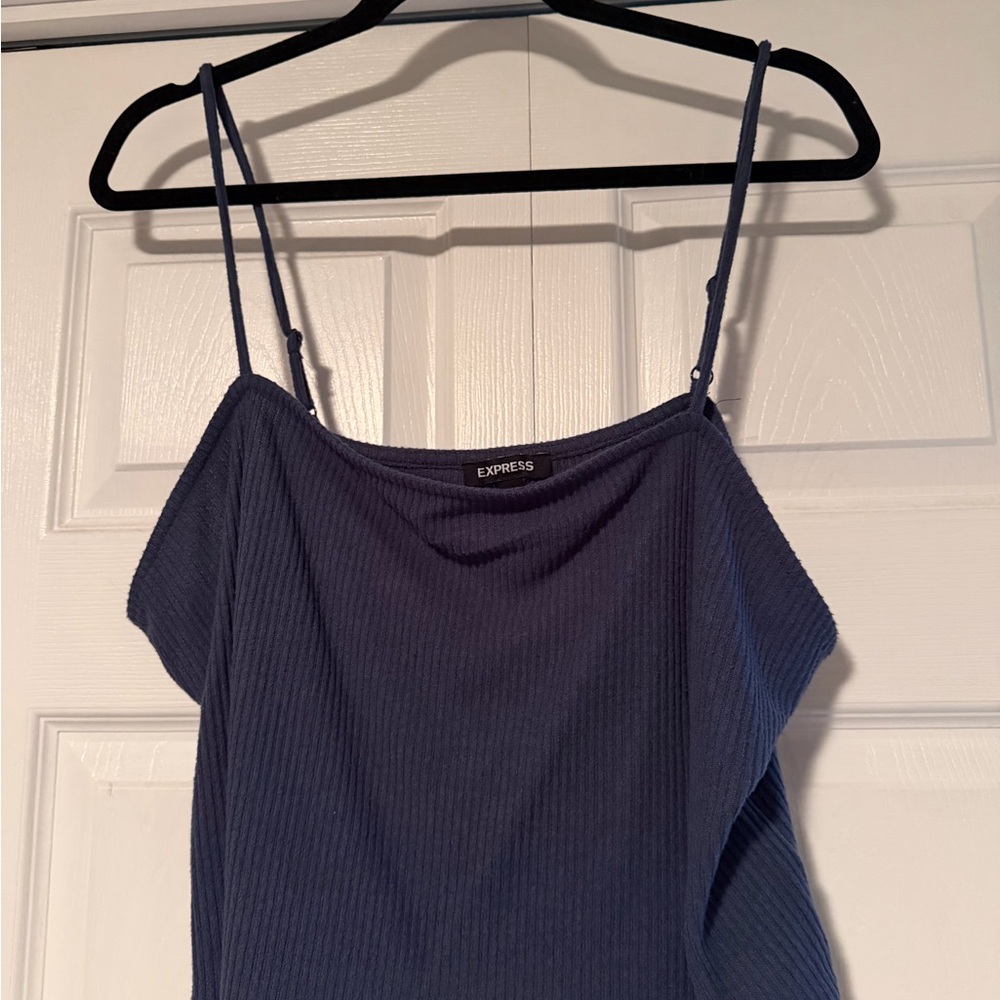 Express Navy Ribbed Cropped Tank - Picture 3 of 6